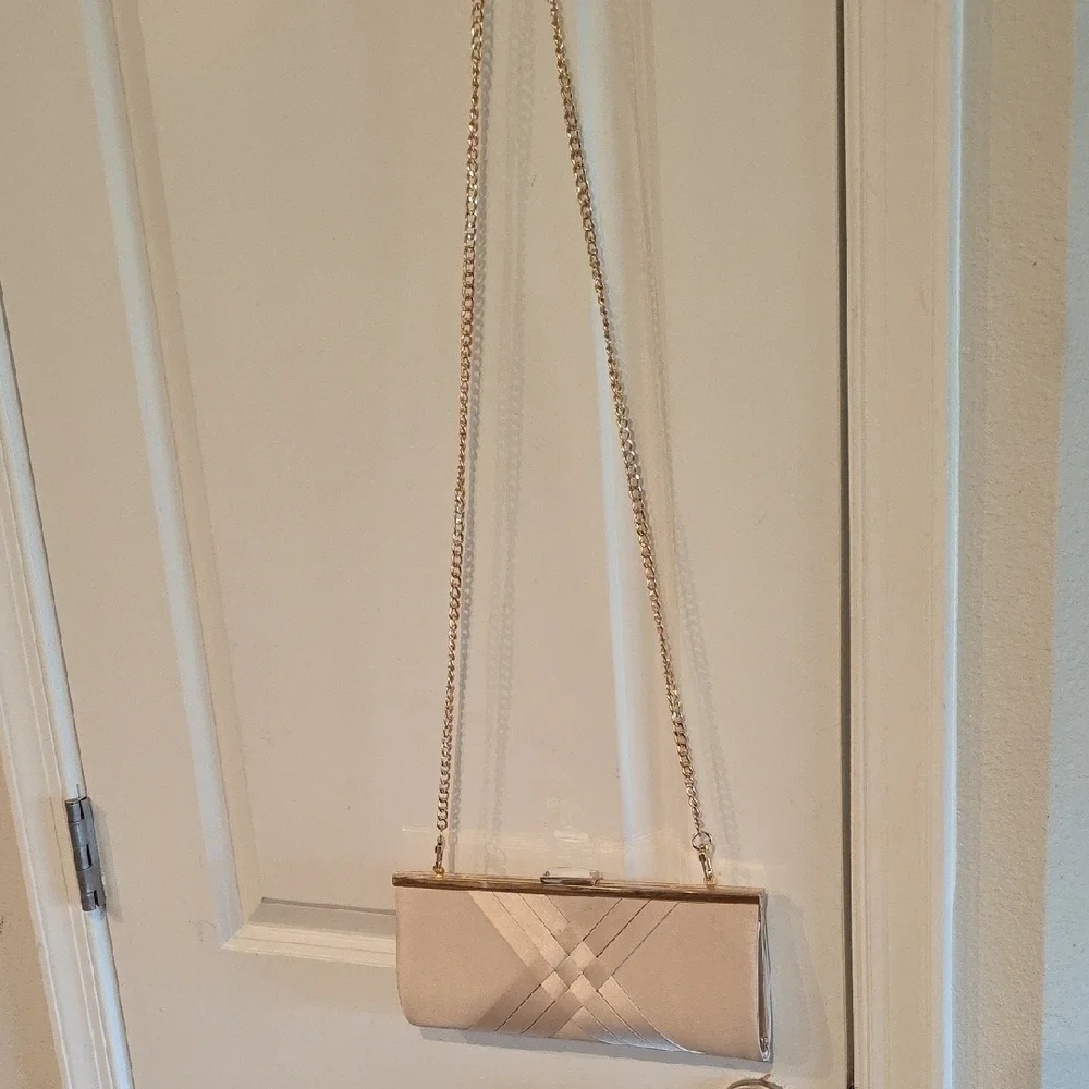 INC International Concepts Cream Satin Clutch or Crossbody - Picture 3 of 11